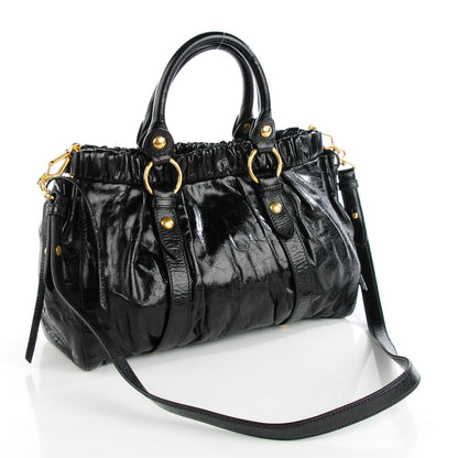 Miu Miu Vitello Lux Gathered Tote Black 3 of 8
