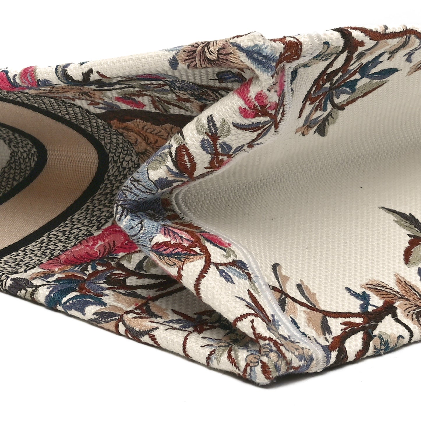 Canvas Embroidered Large Jardin D'Hiver Book Tote Latte Multicolor