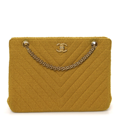 Chanel Tweed Chevron Bijoux Chain Shoulder Bag Yellow 1 of 11