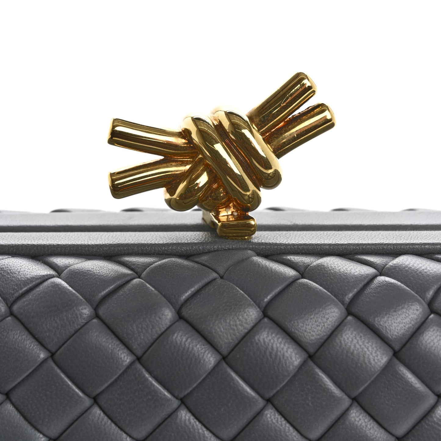 Nappa Intrecciato Minaudiere Knot Clutch Slate