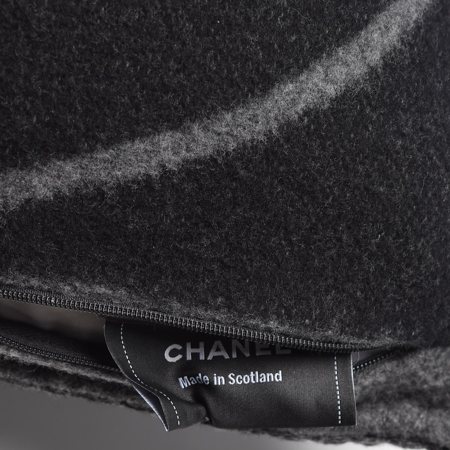 Chanel Merino Wool Cashmere CC Pillow Black Grey 5 of 5