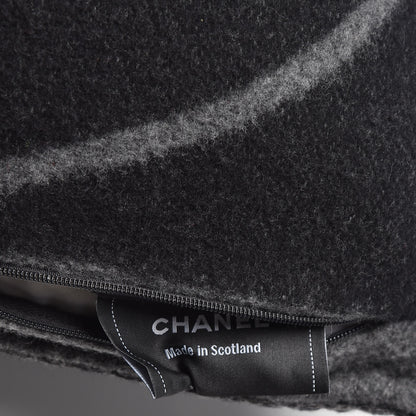 Chanel Merino Wool Cashmere CC Pillow Black Grey 5 of 5
