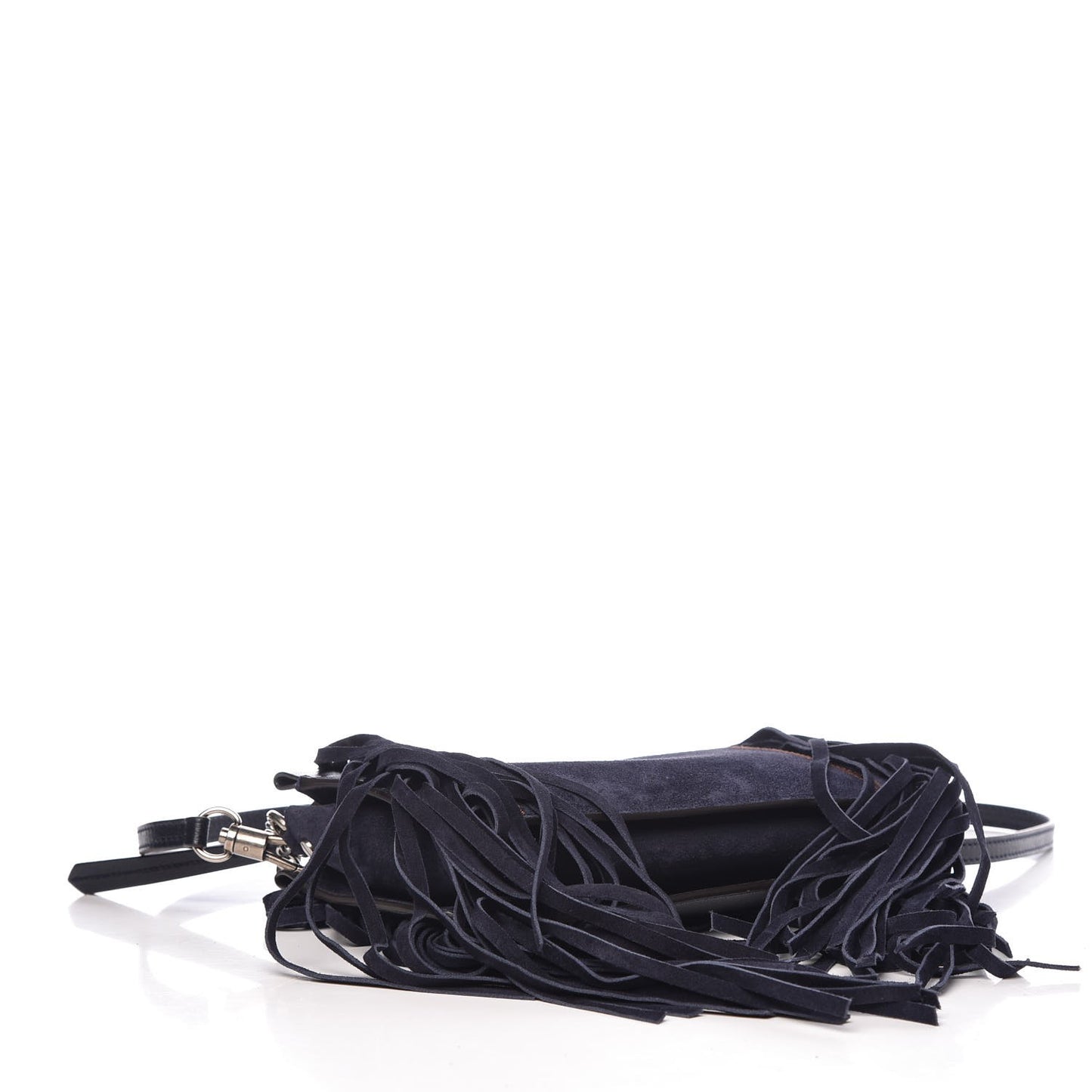 Calfskin Suede Fringe Cross 3 Crossbody Bag Dark Blue