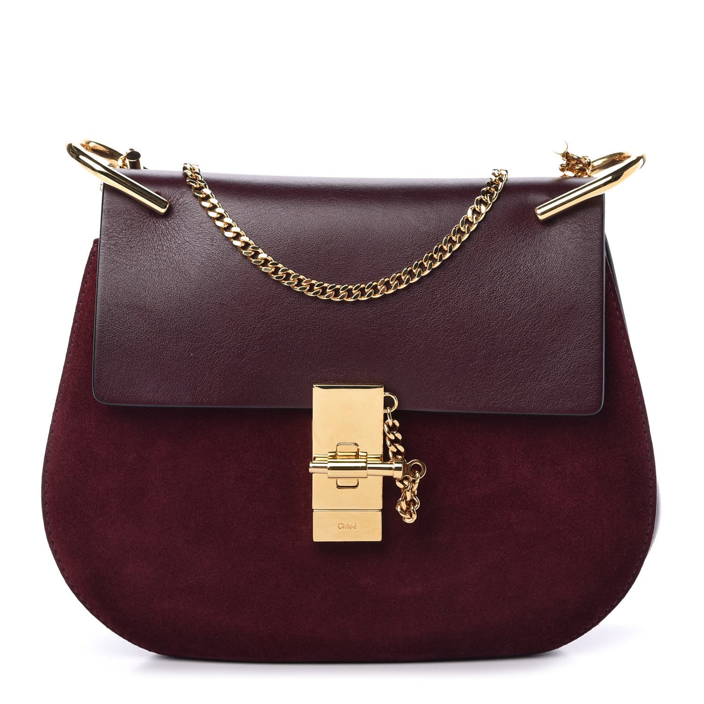 Suede Smooth Calfskin Drew Shoulder Bag Dark Purple