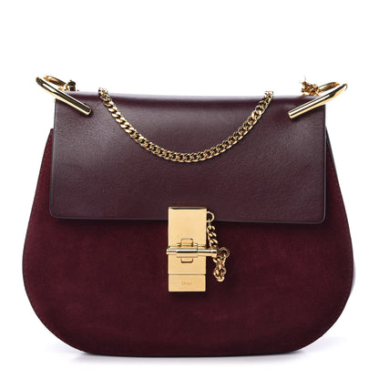 Chloe Suede Smooth Calfskin Drew Shoulder Bag Dark Purple 1 of 10