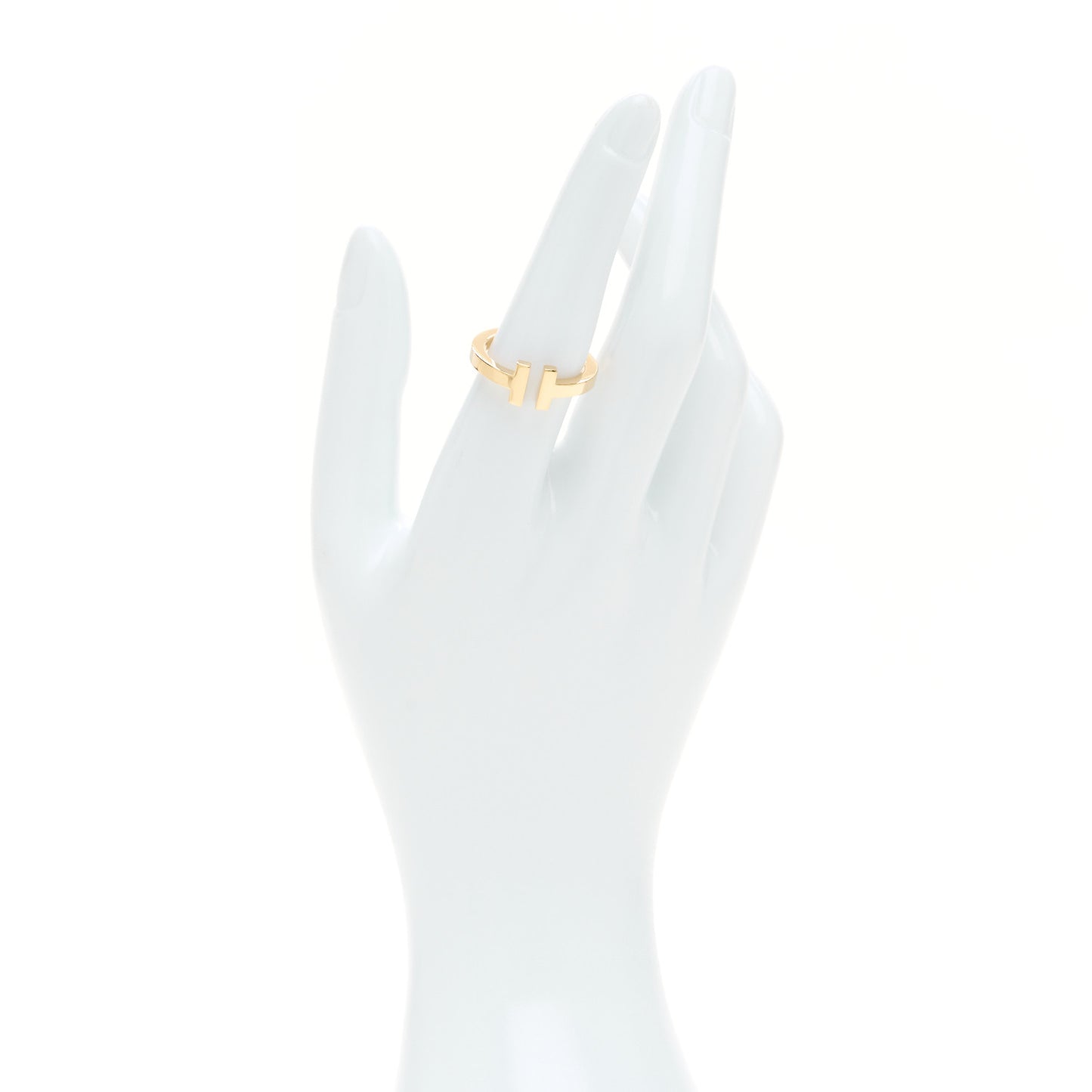 18K Yellow Gold T Square Ring 56 7.5