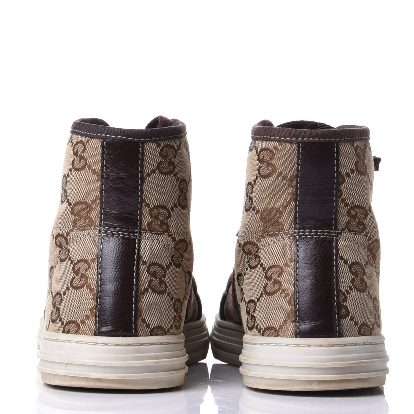 GG Monogram Web Womens High Top Sneakers 38 Brown