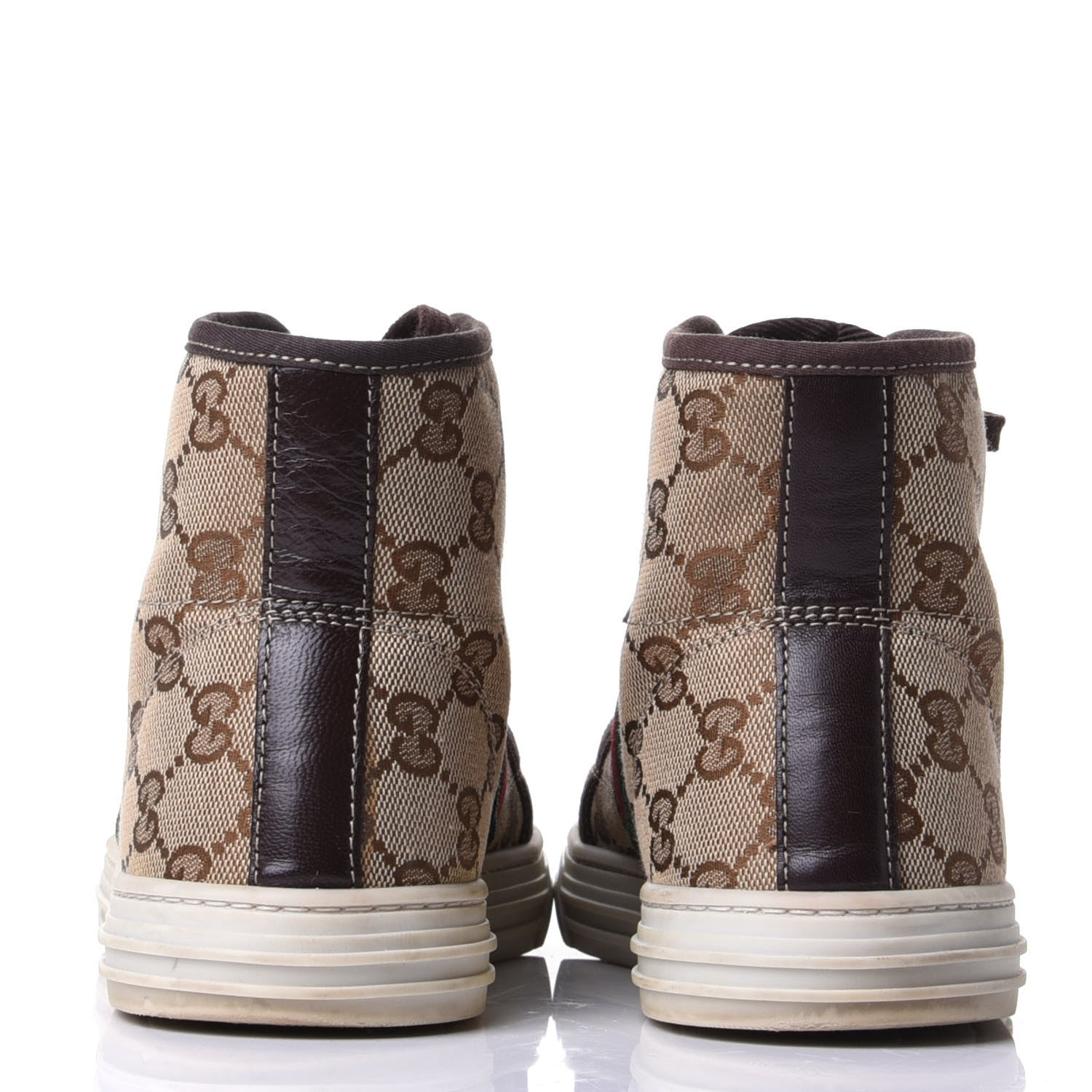 Gucci GG Monogram Web Womens High Top Sneakers 38 Brown 6 of 10