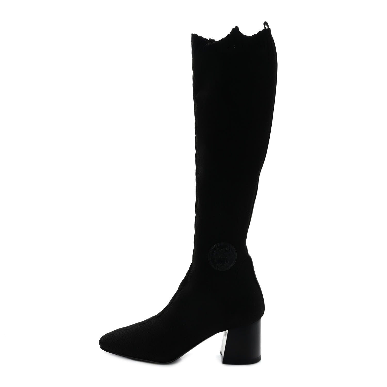 Hermes Knit Calfskin Fontaine 60 Boots 38 Black 1 of 8