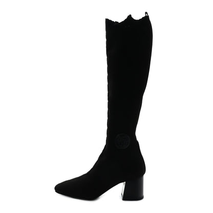 Hermes Knit Calfskin Fontaine 60 Boots 38 Black 1 of 8