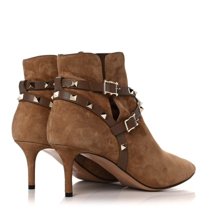 Valentino Garavani Suede Rockstud Double Buckle 65mm Ankle Boots 39 Nocciola 4 of 12