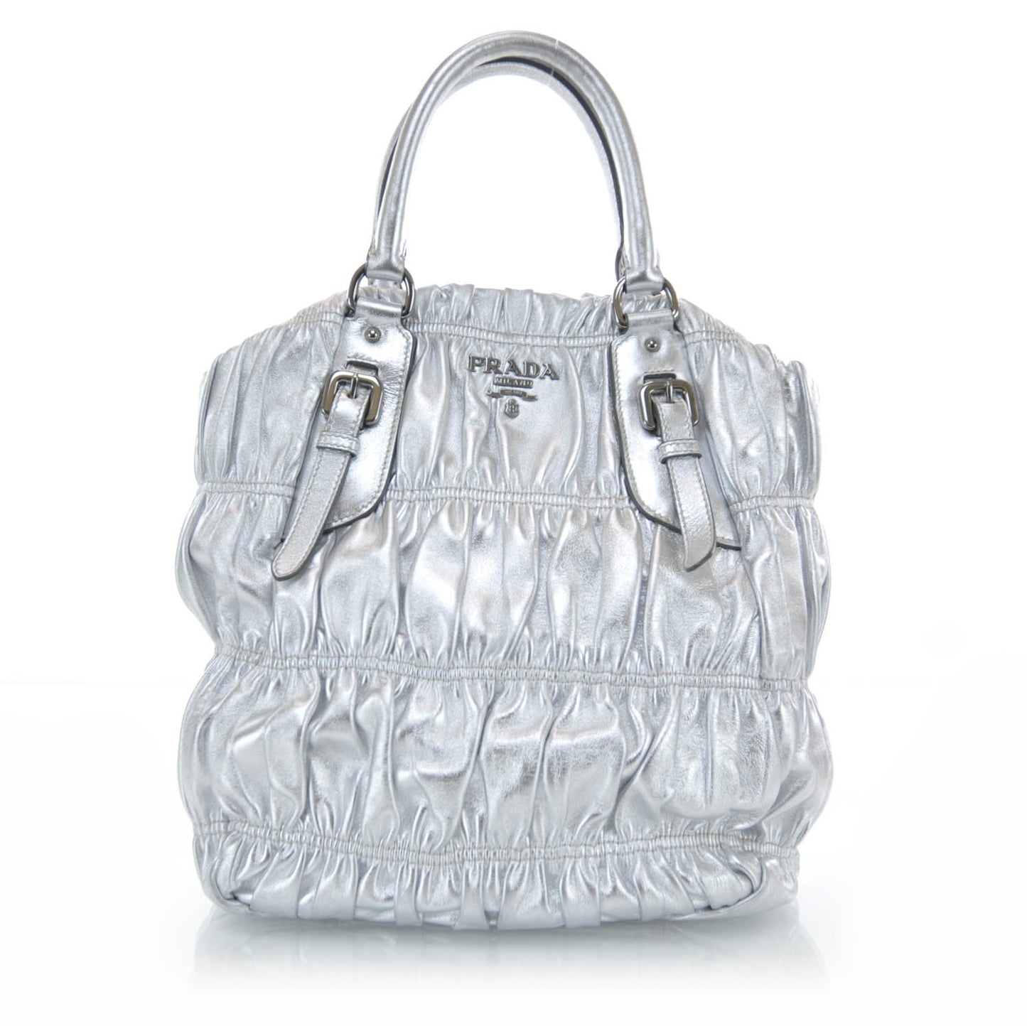 Nappa Dressy Gaufre Frame Tote Argento