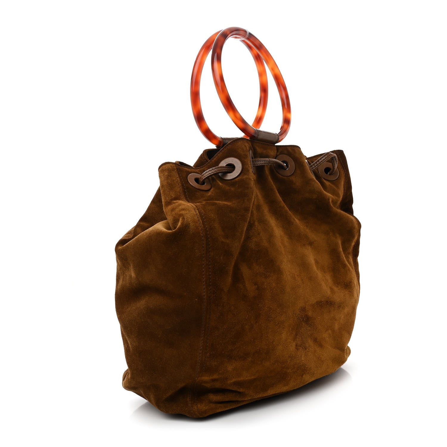 Chanel Suede Tortoise CC Drawstring Tote Brown 3 of 12