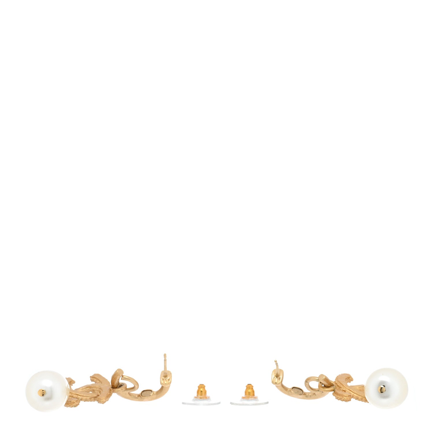 Chanel Crystal Pearl CC Drop Earrings Gold 3 of 5