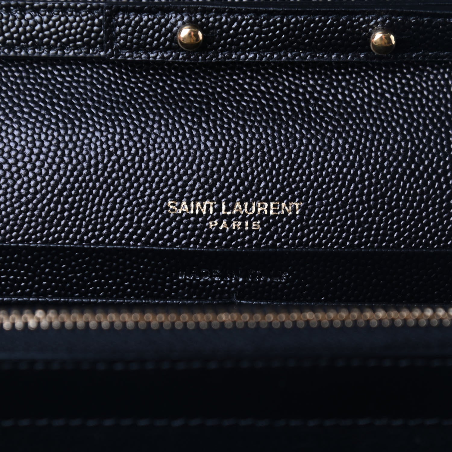 Saint Laurent Grain De Poudre Matelasse Chevron Monogram Chain Wallet Black 6 of 8