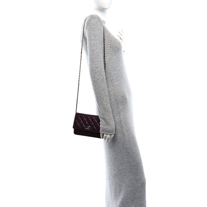 Chanel Lambskin Quilted Enamel CC Wallet On Chain WOC Burgundy 2 of 10