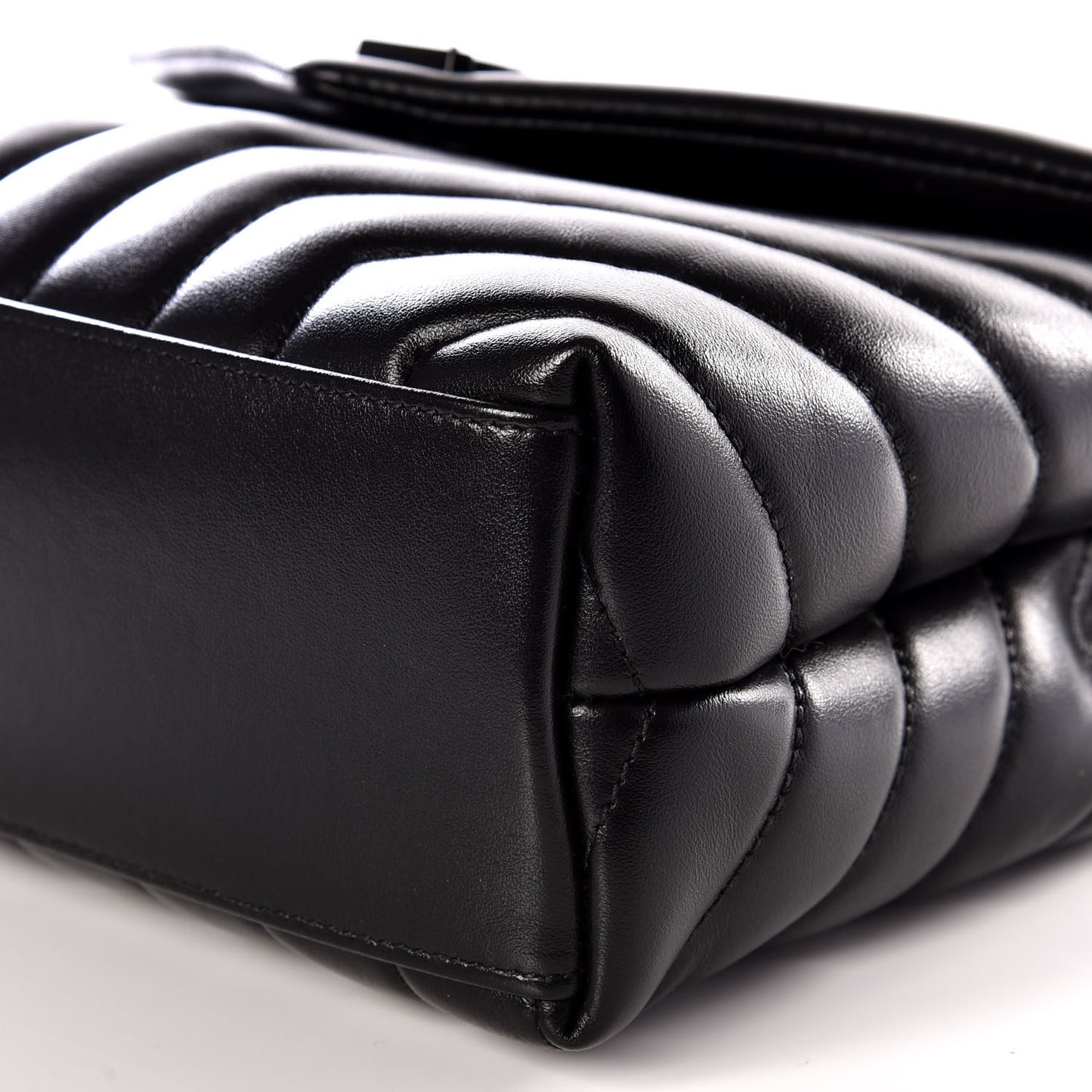 Calfskin Y Quilted Monogram Small Loulou Chain Satchel Black