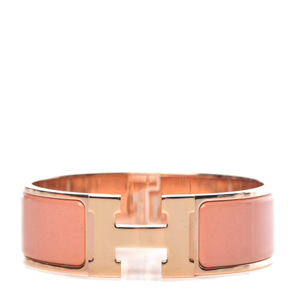 Hermes Enamel Wide Clic Clac H Bracelet GM Rose Saumon 1 of 6