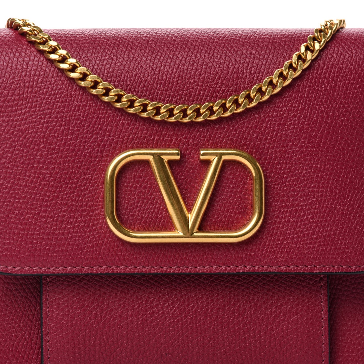 Grainy Calfskin VLogo Crossbody Bag Raspberry