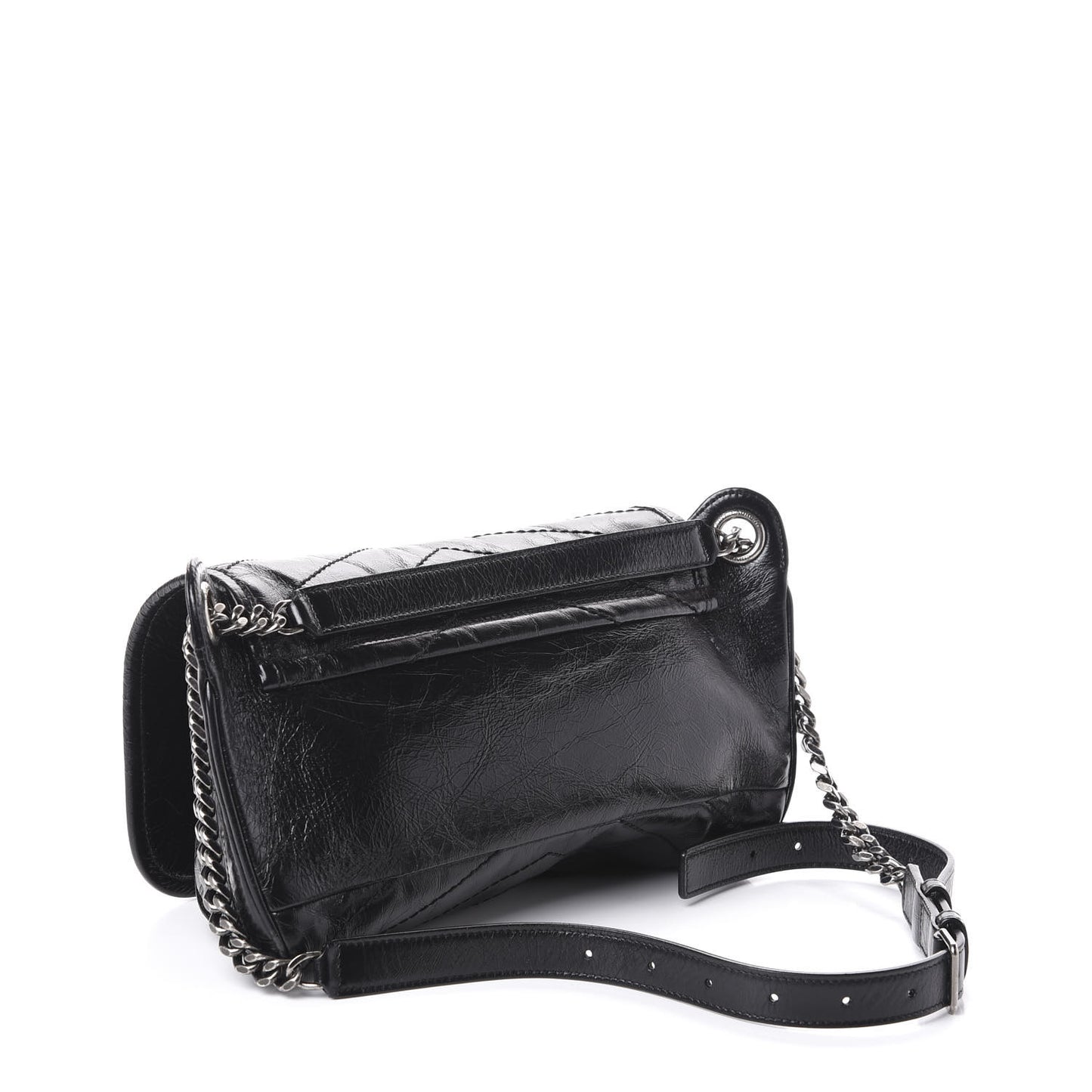 Crinkled Calfskin Matelasse Monogram Niki Body Bag Black