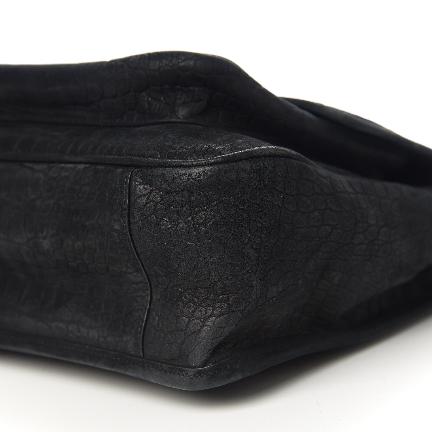 Saint Laurent Nubuck Crocodile Embossed Monogram Medium Niki Chain Satchel Black 9 of 9
