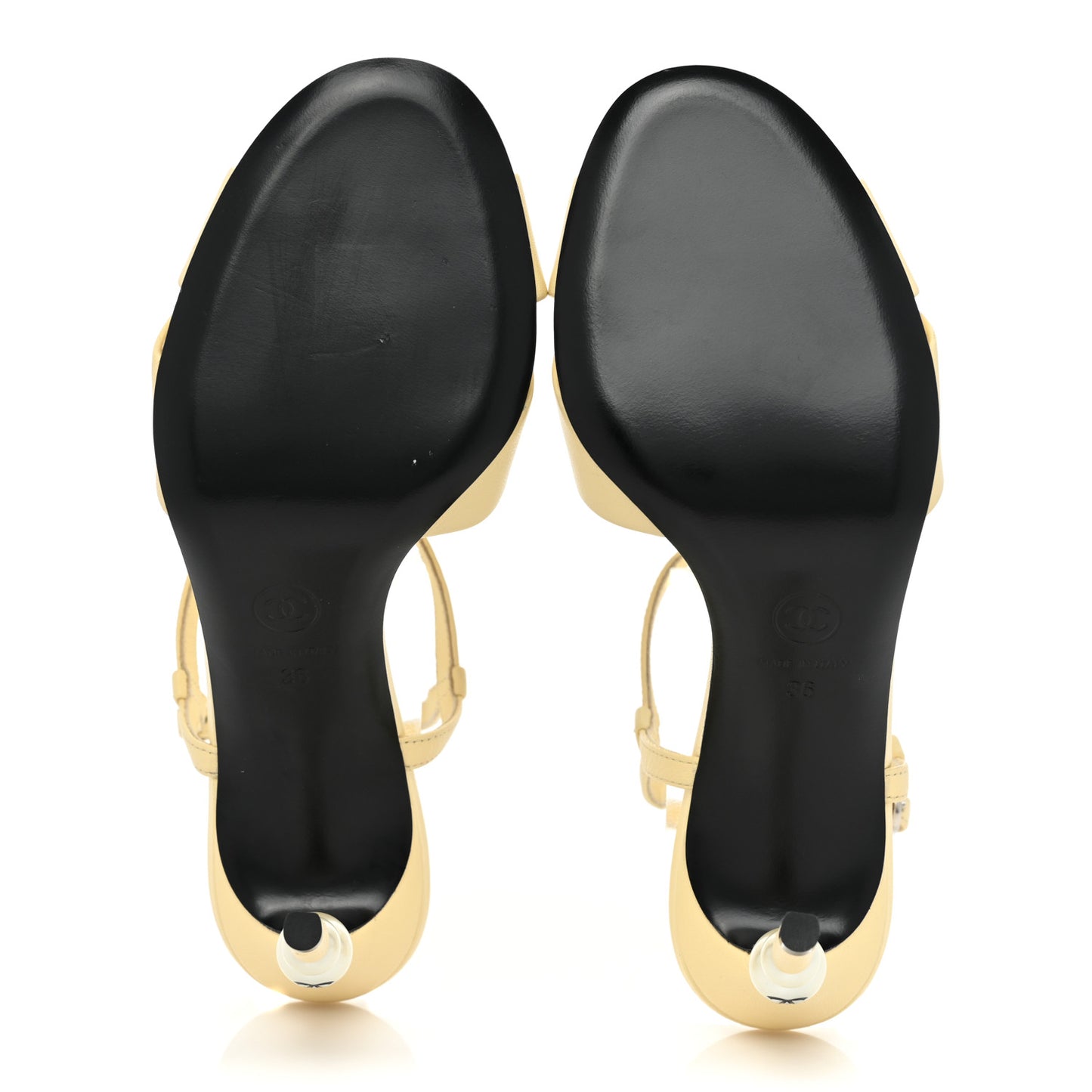Lambskin Pearl Sandals 36 Yellow