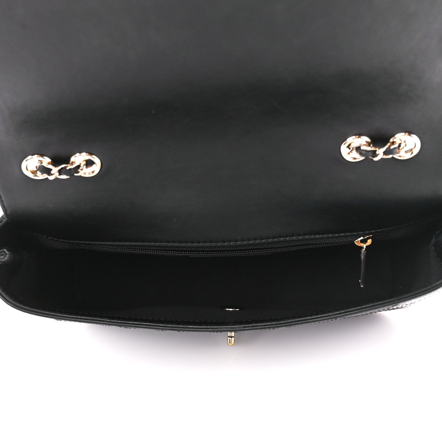 Calfskin Stitched Medium Covered CC Flap Bag Black