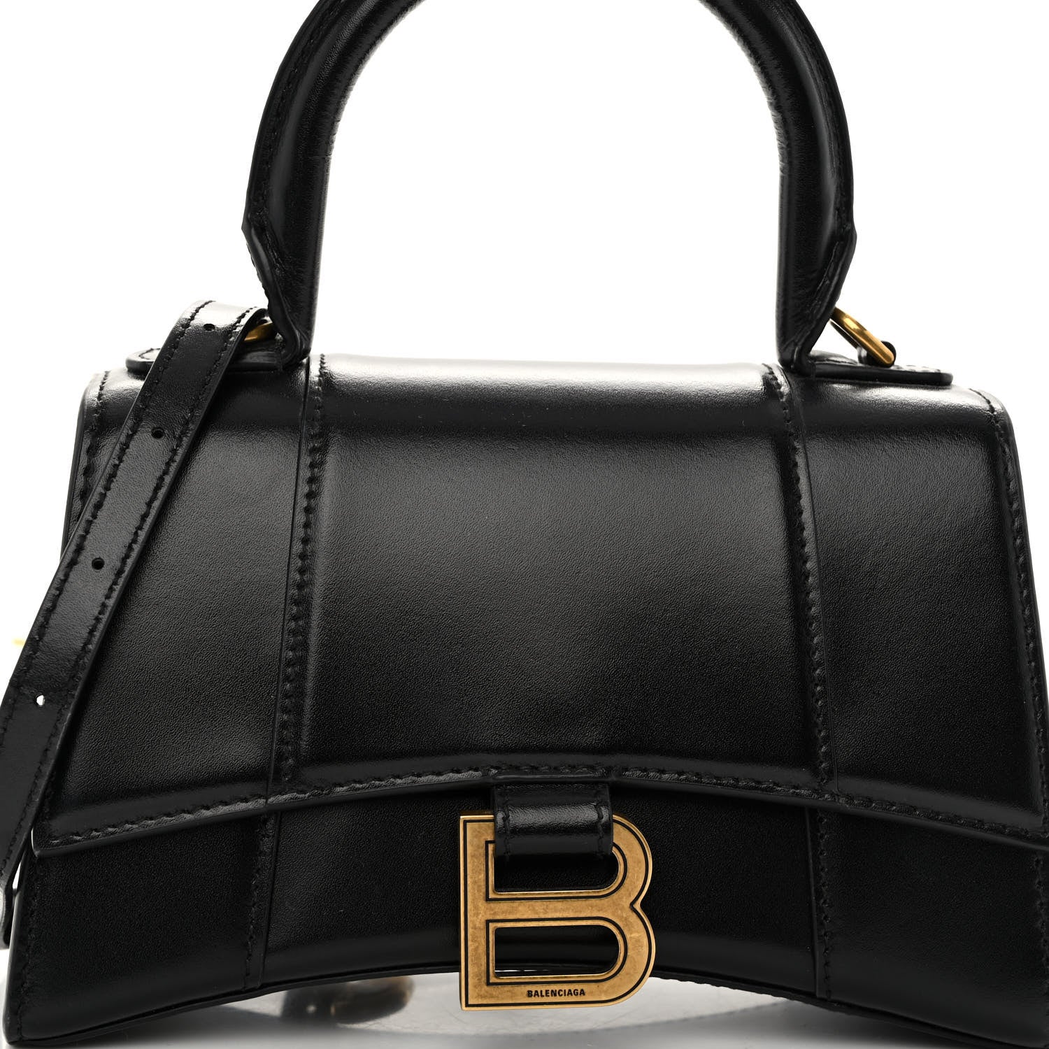 Balenciaga Shiny Box Calfskin Hourglass Top Handle Bag XS Black 7 of 9
