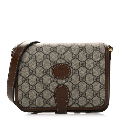 Gucci GG Supreme Monogram Azalea Calfskin Mini Retro Interlocking G Flap Shoulder Bag Beige Ebony Brown Sugar 1 of 11