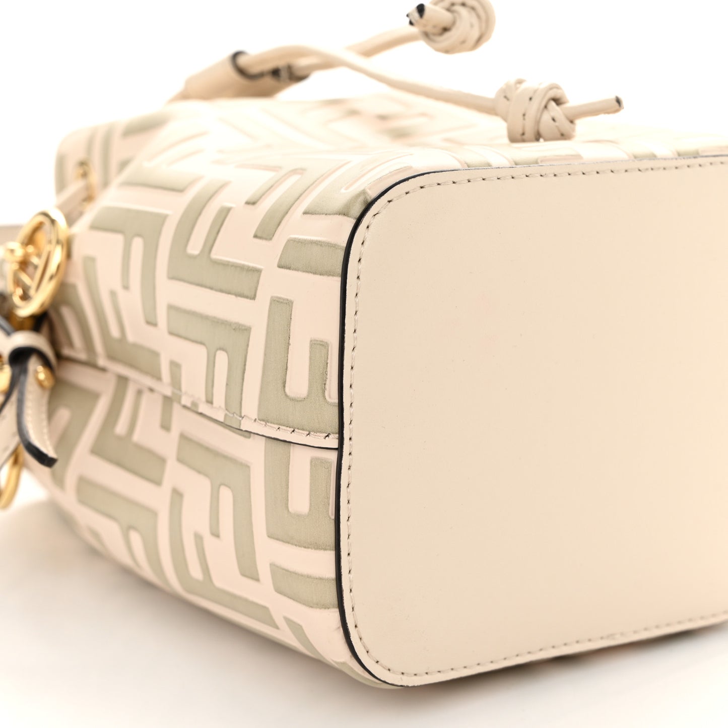 Vitello Liberty F is Fendi Bi-Color FF 1974 Embossed Mini Mon Tresor Bucket Bag Camelia Mandorlo