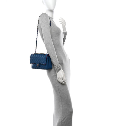 Chanel Lambskin Quilted Medium Double Flap Blue Pink 2 of 11