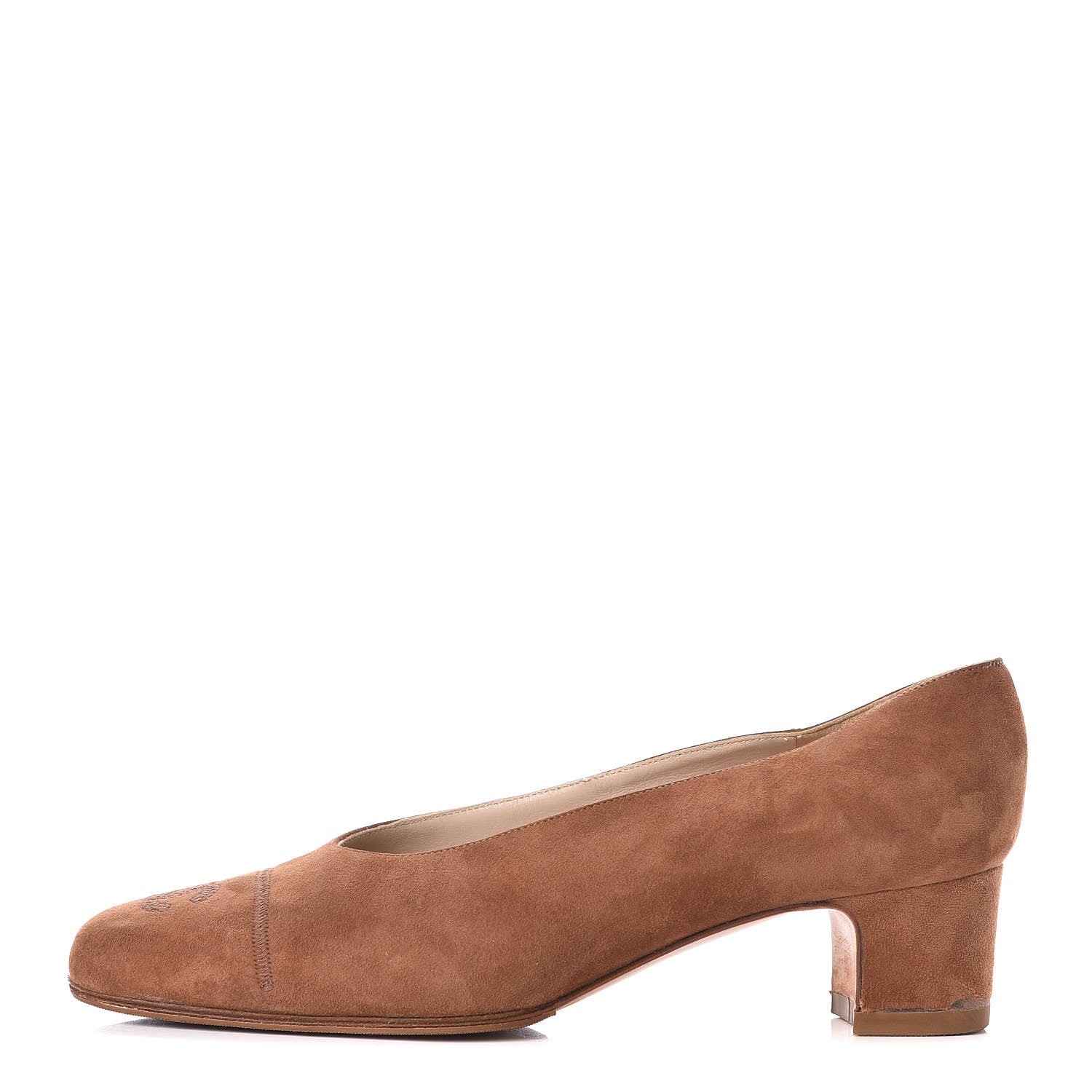 Chanel Suede CC Cap Toe Pumps 35.5 Brown 1 of 13