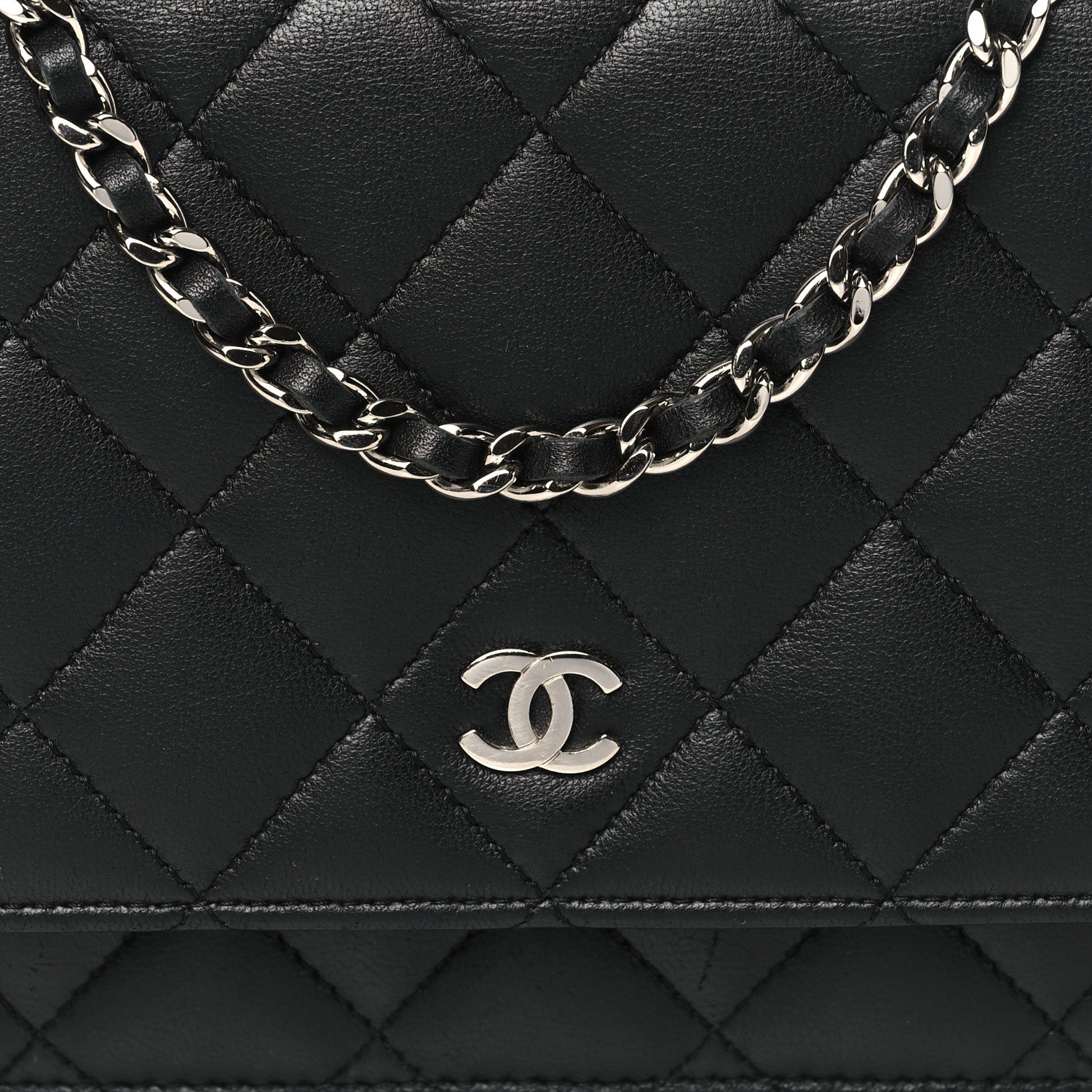 Chanel Lambskin Quilted Wallet On Chain WOC Black 9 of 12