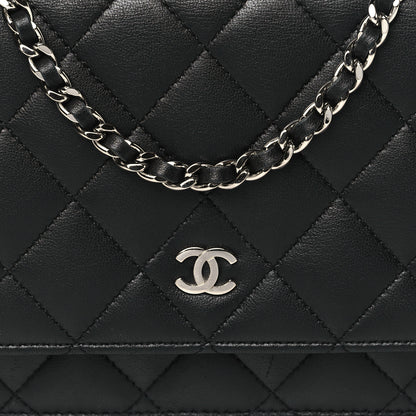 Chanel Lambskin Quilted Wallet On Chain WOC Black 9 of 12