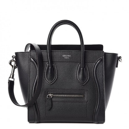 Celine Drummed Calfskin Nano Luggage Black 1 of 10