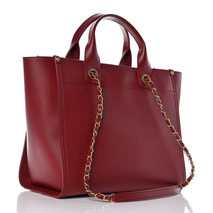 Chanel Caviar Small Studded Deauville Tote Red 3 of 11