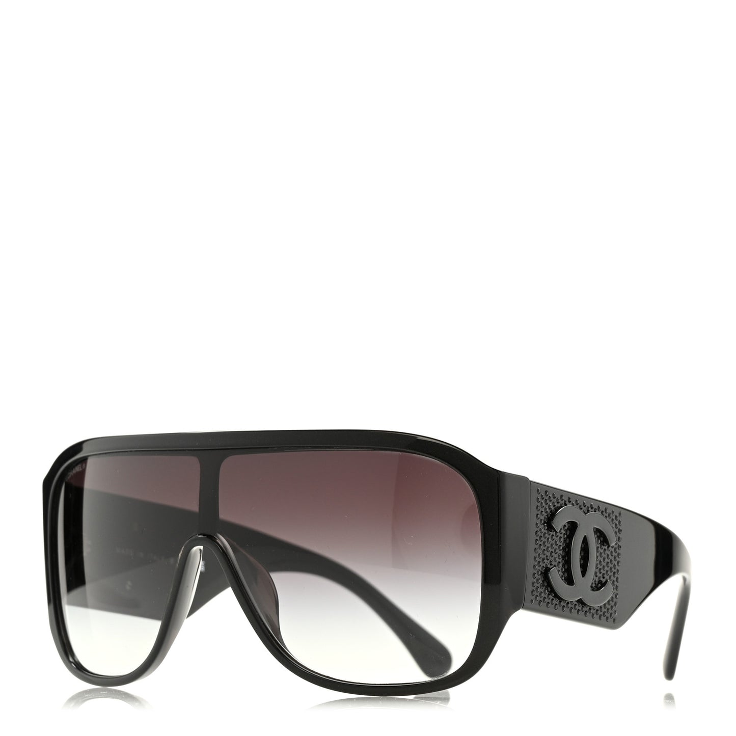 Acetate Crystal CC Shield Sunglasses 5466-B-A Black