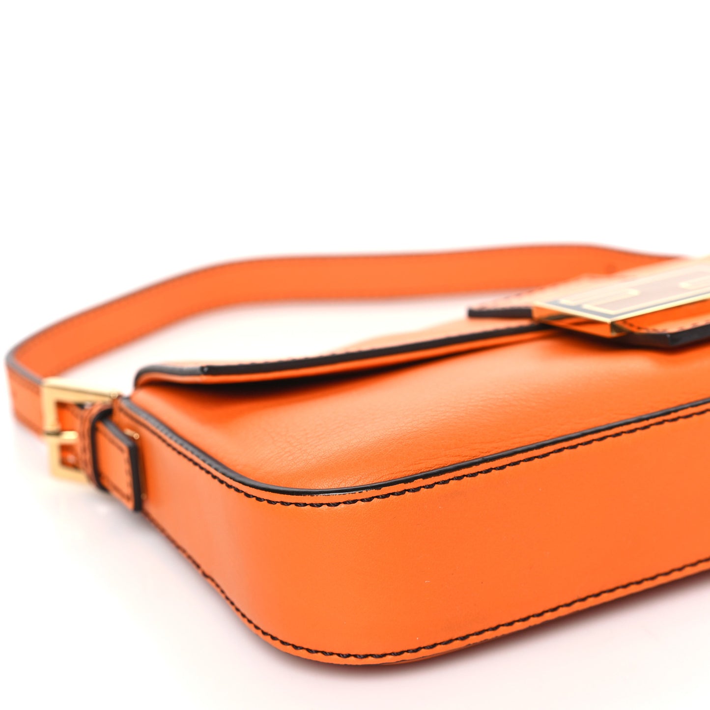 Vitello Flamingo Enamel Interchangeable Strap Baguette Orange Black Tobacco