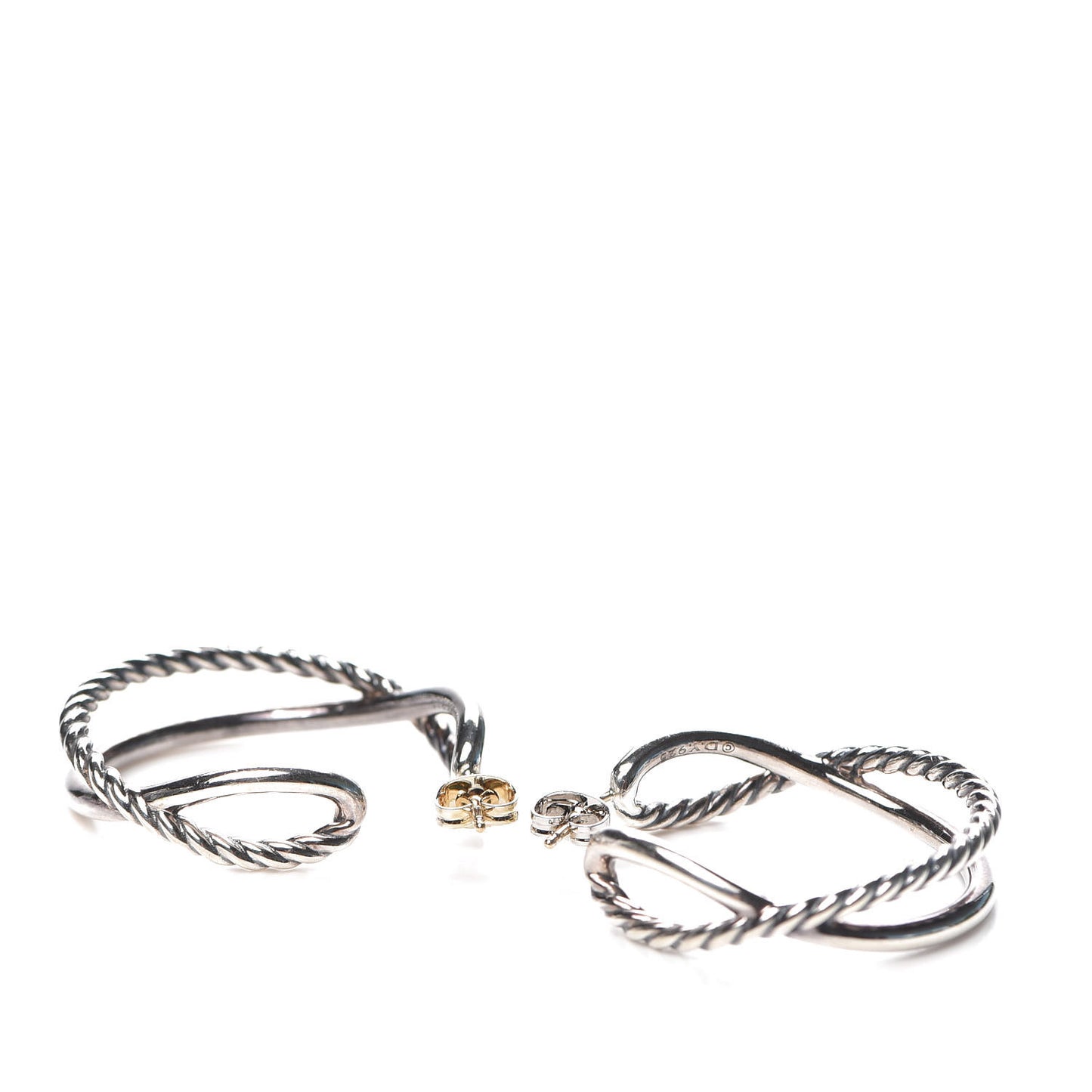 Sterling Silver Crossover Cable Hoop Earrings