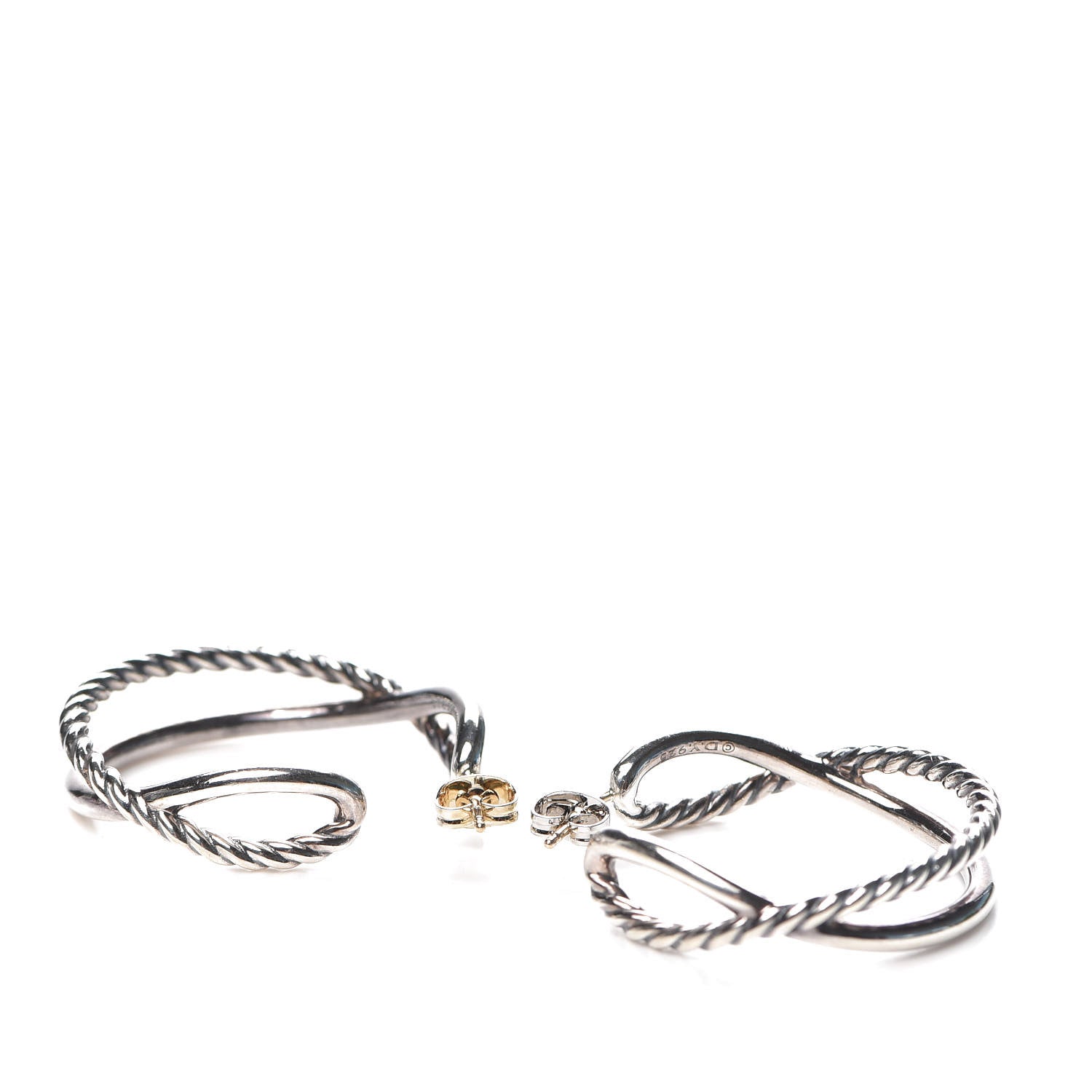 David Yurman Sterling Silver Crossover Cable Hoop Earrings 4 of 4