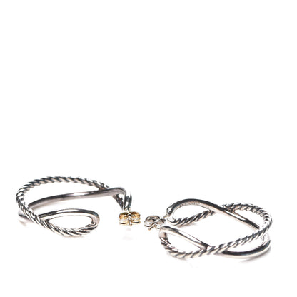 David Yurman Sterling Silver Crossover Cable Hoop Earrings 4 of 4