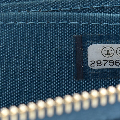 Chanel Goatskin Quilted Chanel 19 Zip Around Coin Purse Wallet Turquoise 7 of 7