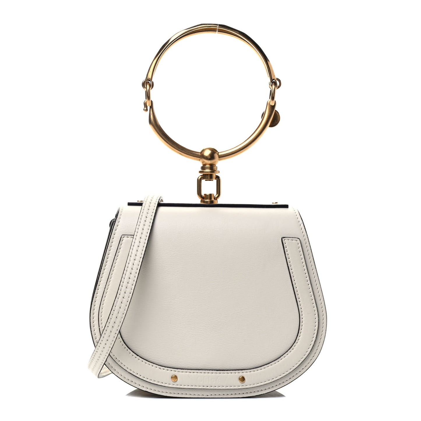 Calfskin Suede Small Nile Bracelet Bag Off White