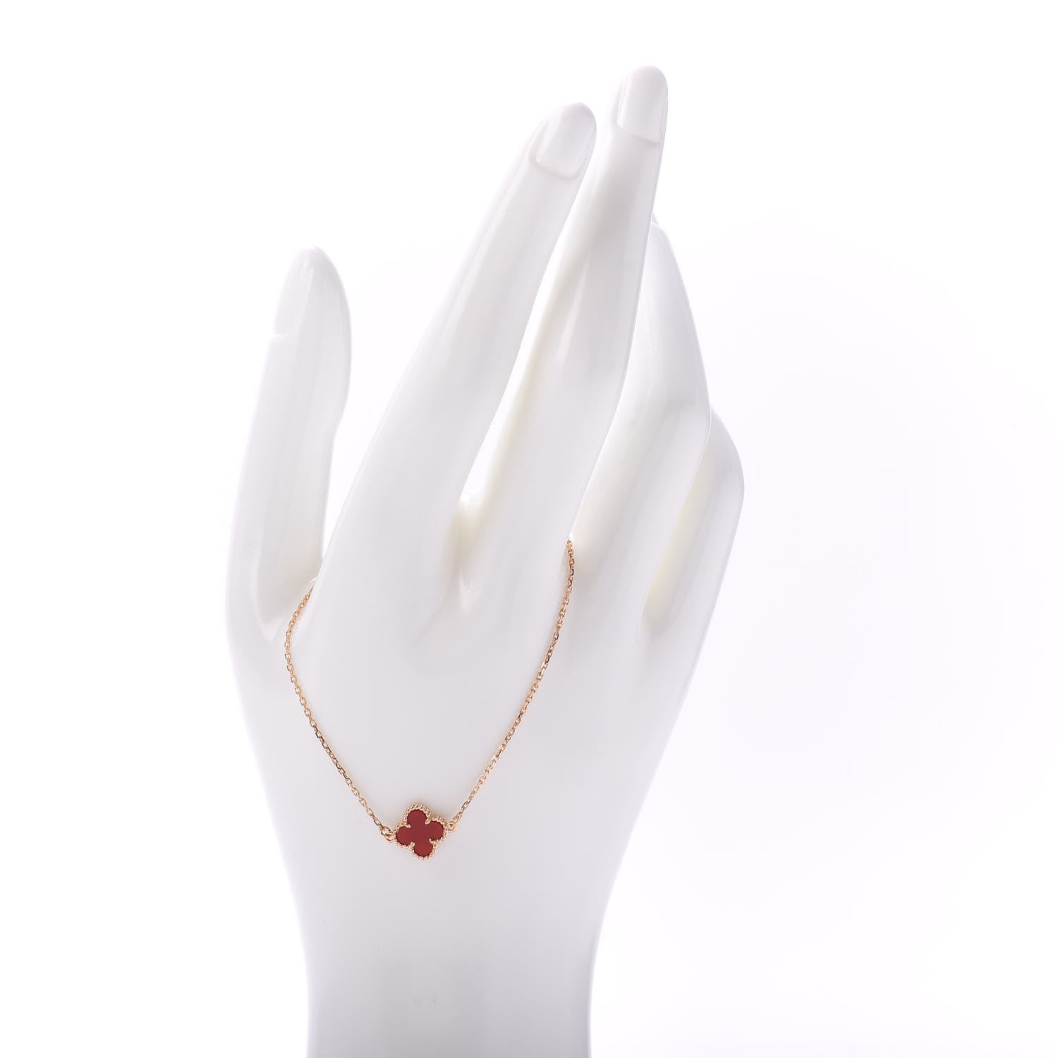 Van Cleef & Arpels 18K Rose Gold Carnelian Sweet Alhambra Bracelet 2 of 4