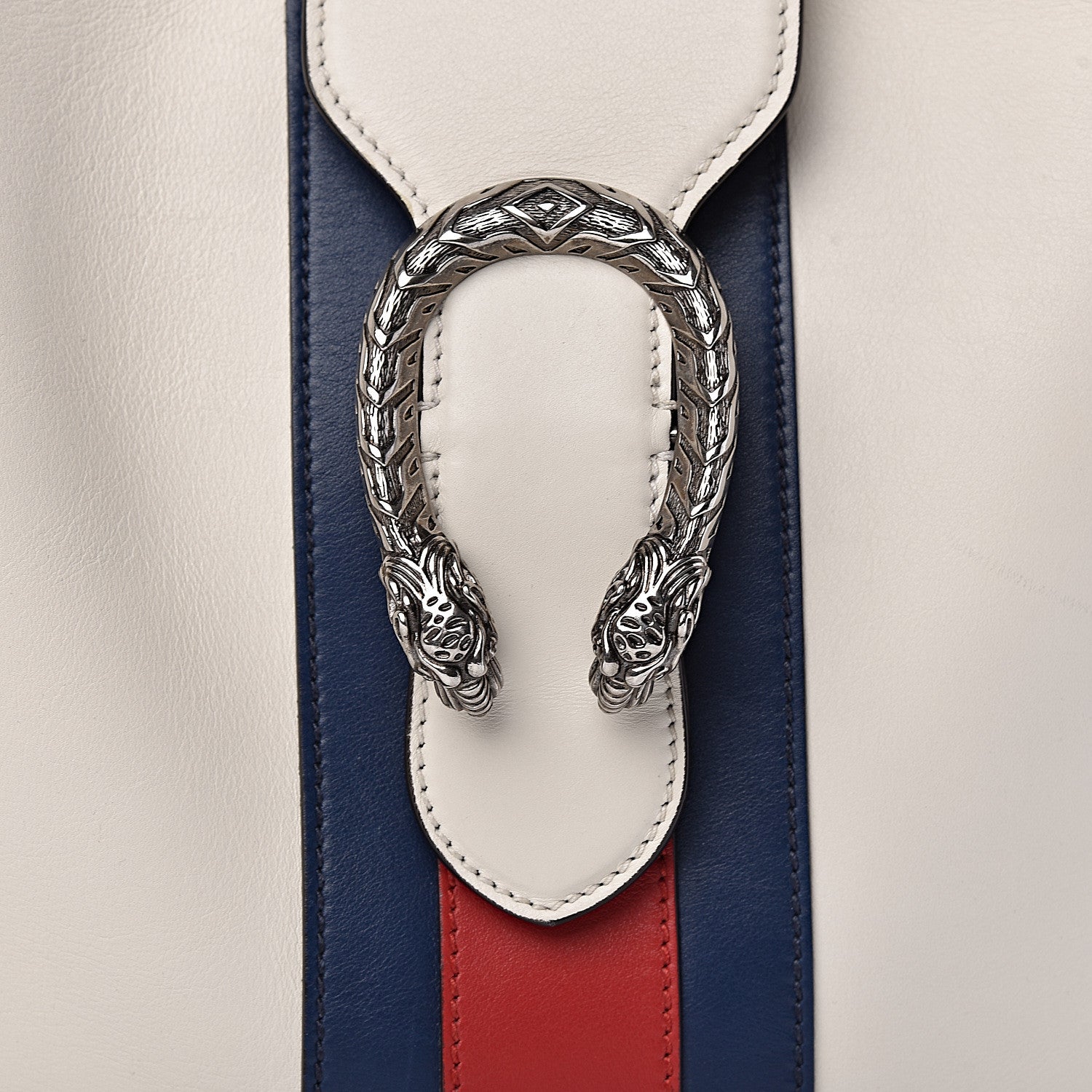 Gucci Calfskin Web Stripe Medium Dionysus Hobo White 8 of 13