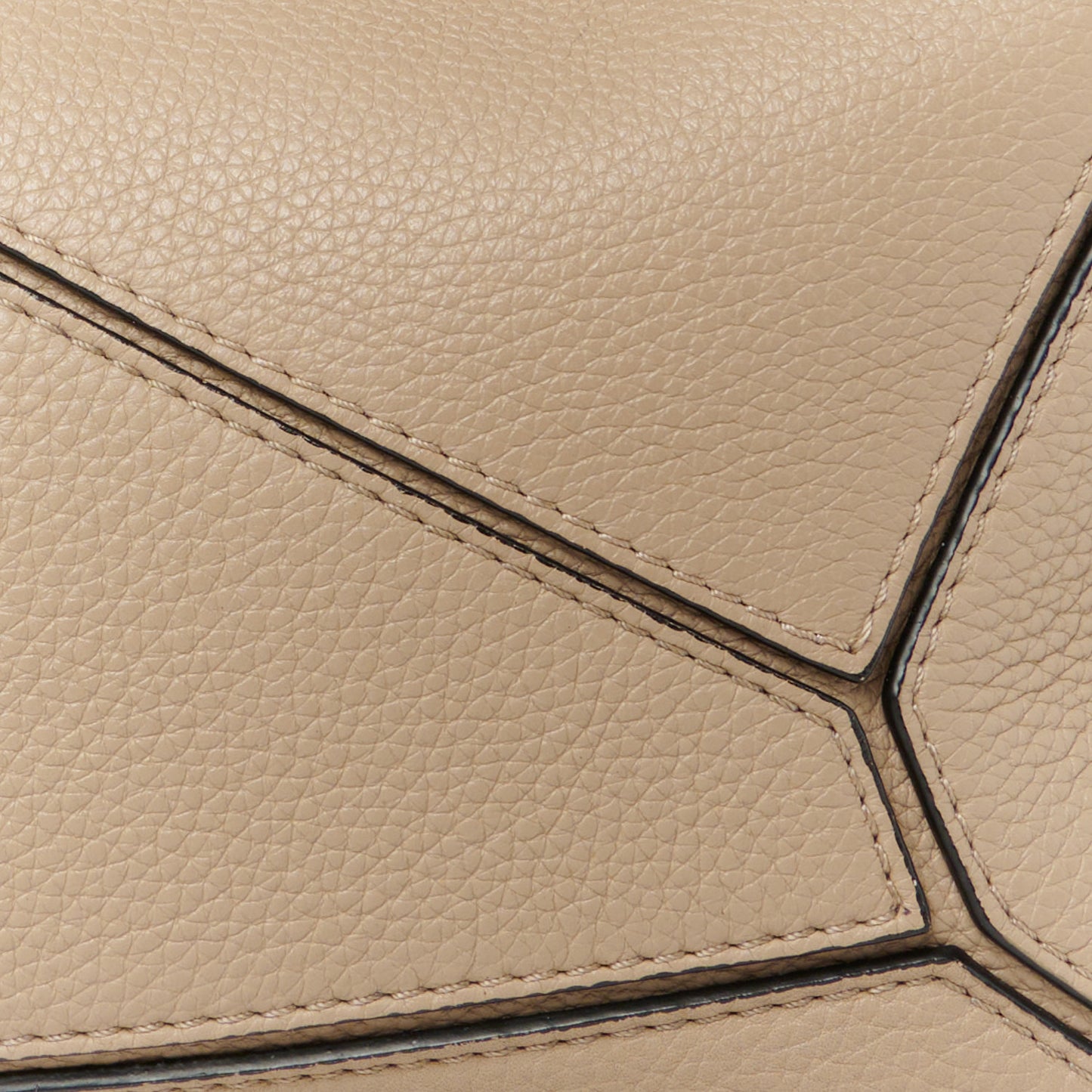 Grained Calfskin Small Puzzle Bag Sand