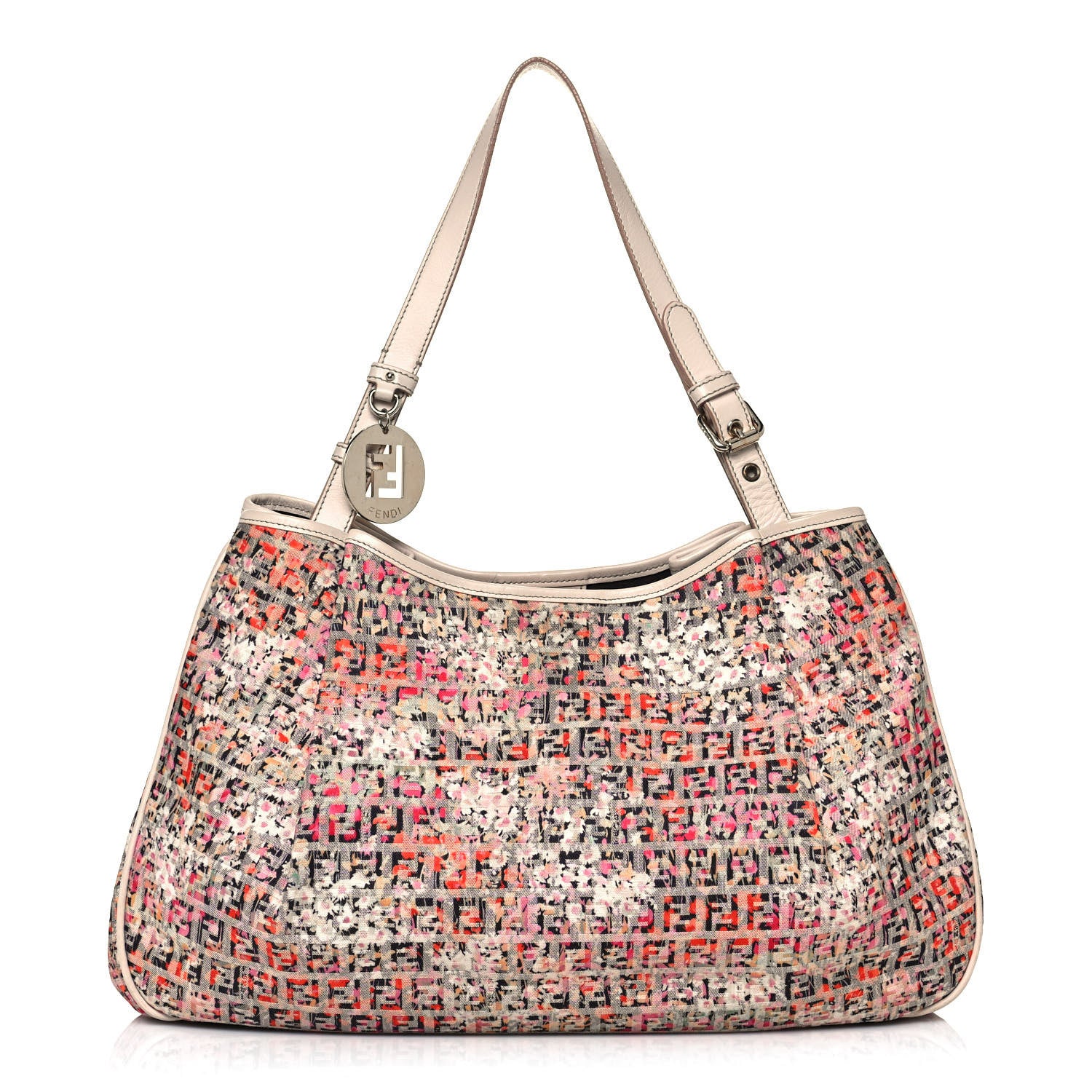 Fendi Zucchino Vitello Floral Forever Chef Shoulder Bag Rosa Papaya Rosa Confetto 1 of 15