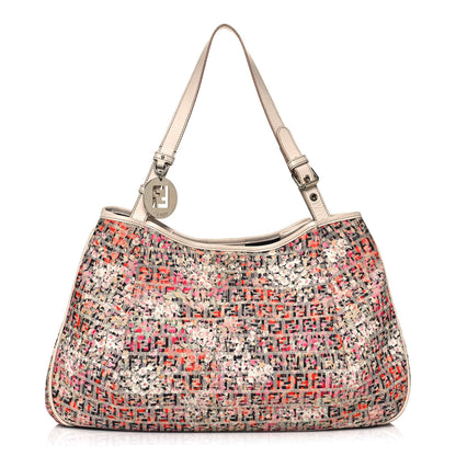 Fendi Zucchino Vitello Floral Forever Chef Shoulder Bag Rosa Papaya Rosa Confetto 1 of 15