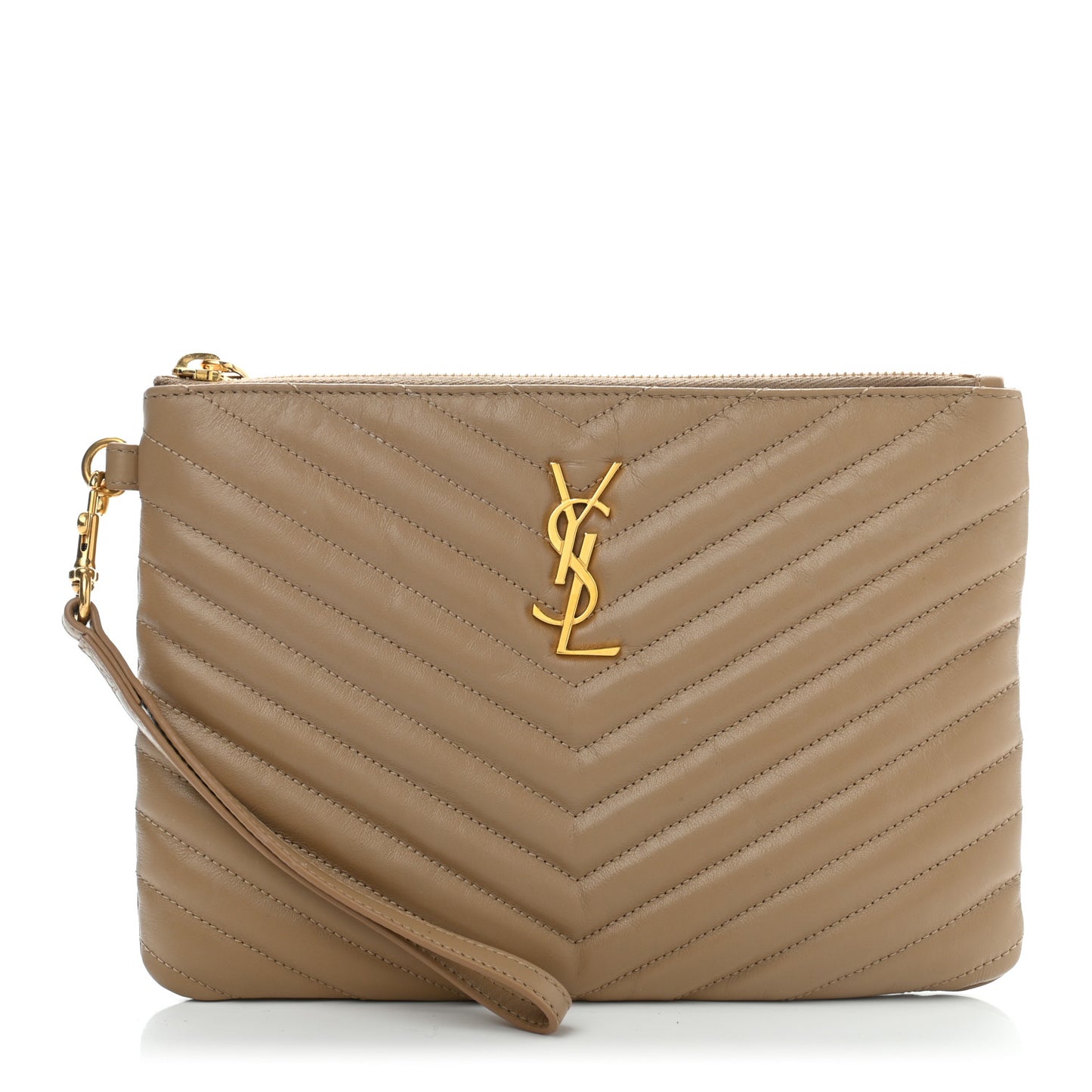 Calfskin Matelasse Chevron Monogram A5 Wristlet Cork