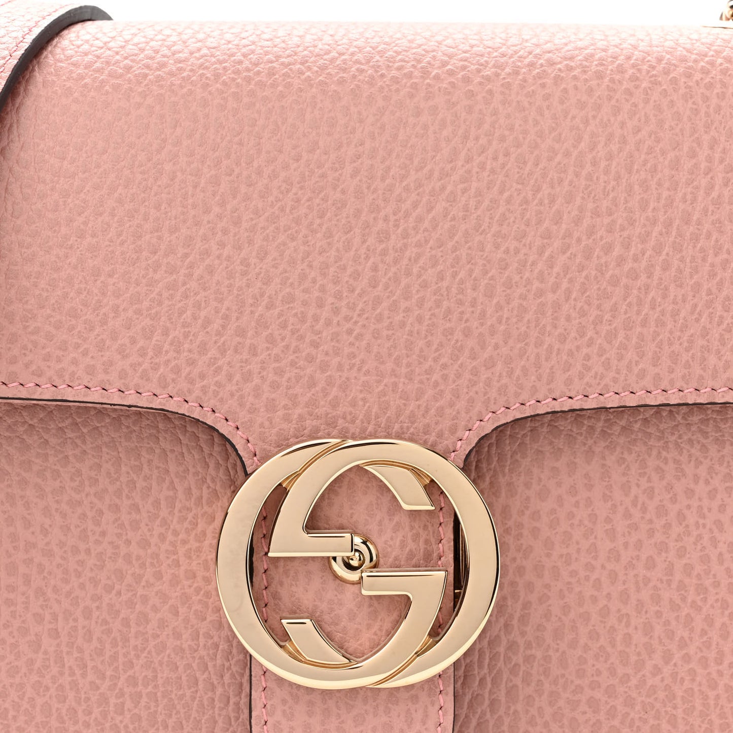 Dollar Calfskin Small Interlocking G Shoulder Bag Soft Pink